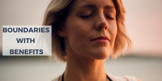 Woman with eyes closed as header image for a blog post about the benefits of healthy Boundaries
